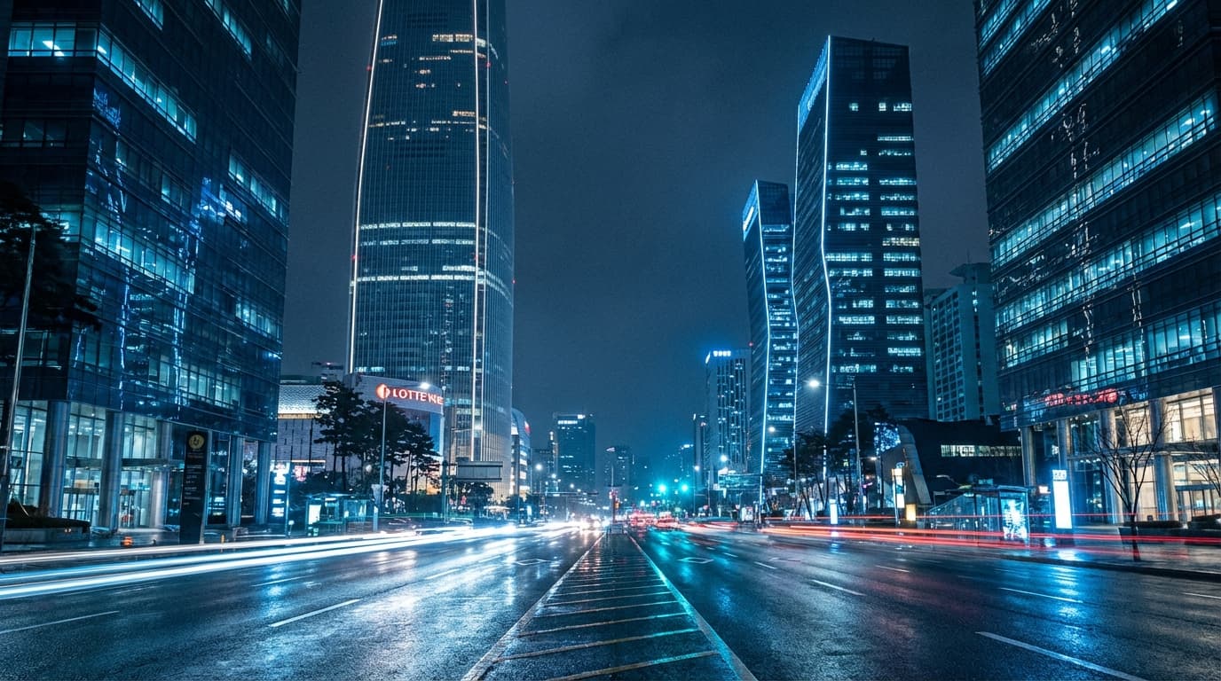 서울 도심 거리 야경